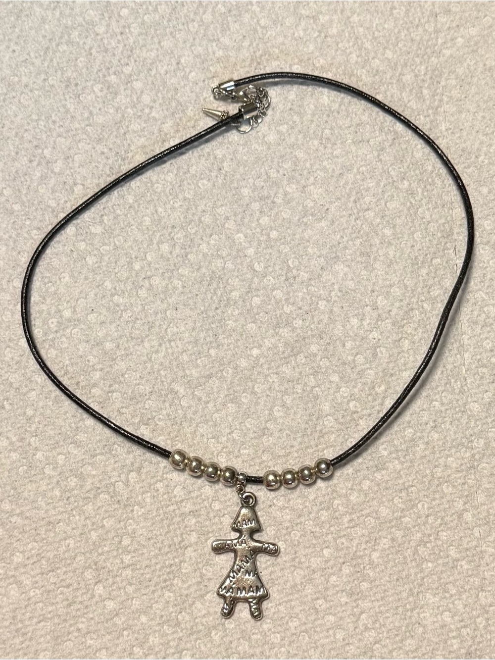 Sterling Silver Girl Pendant Necklace on Black Cord
